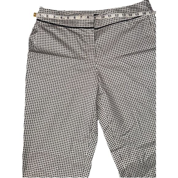 Talbots Size 10 Ankle Pant Minimalist Tapered Pants Ivory Black Weave Button Zip - Picture 4 of 8